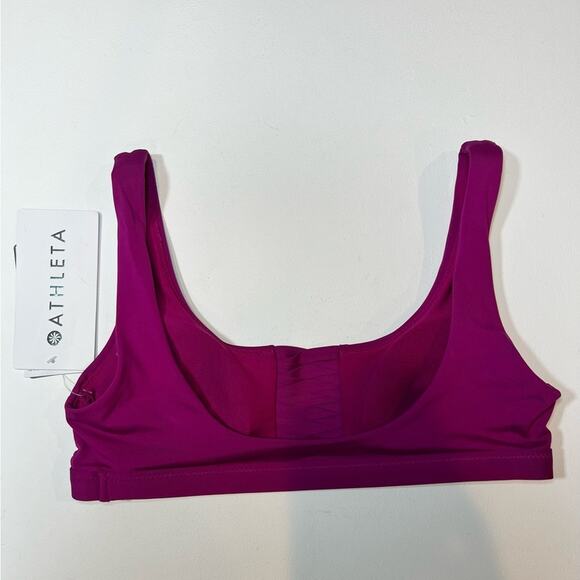 NWT Athleta Adriata Bikini Top Swim Twist Braid Ruche Fuchsia Magenta XXS - Picture 6 of 14